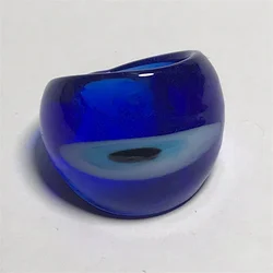 New Handmade Vintage For Women Murano Glass Transparent Glaze Blue Eye Finger Rings Fashion Jewelry