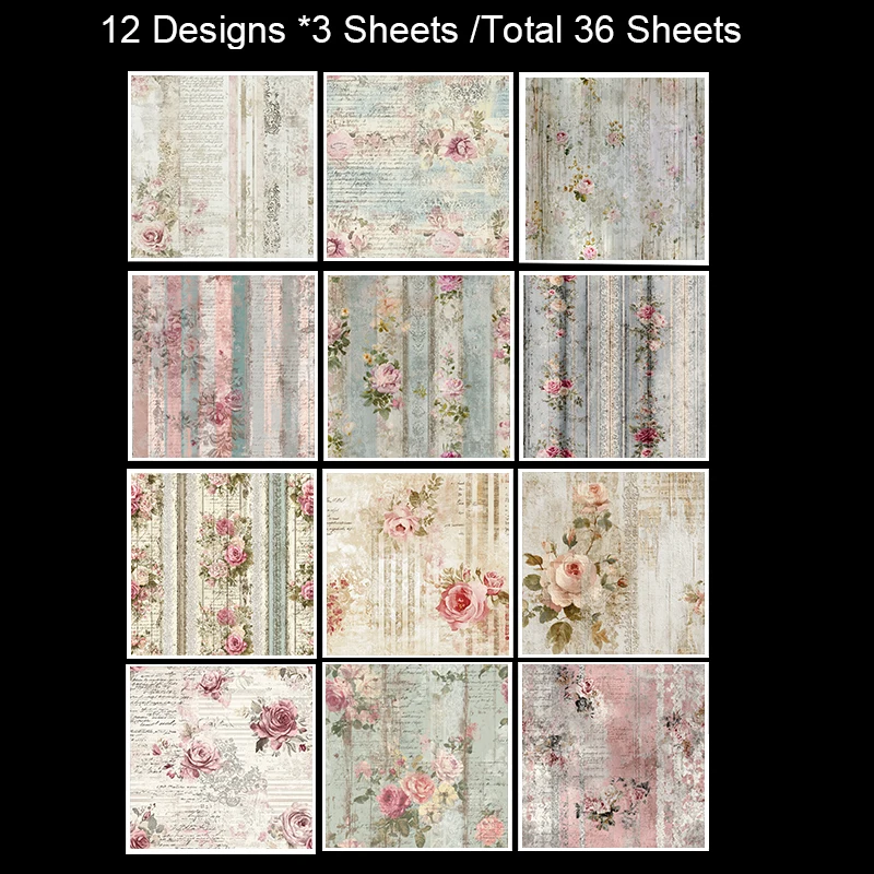 36 Lembar Kertas Scrapbooking (6x6 inci): Desain Retro untuk Origami, Junk Journal, Pembuatan Kartu & Dekorasi DIY – Perlengkapan Kerajinan