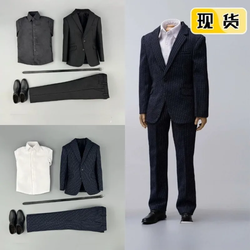

In Stock AFS A018 1/6 Scale Male Soldier Black/Stripe Casual Jacket Suit Set with Shoes Model for 12'' Action Figures Body Dolls