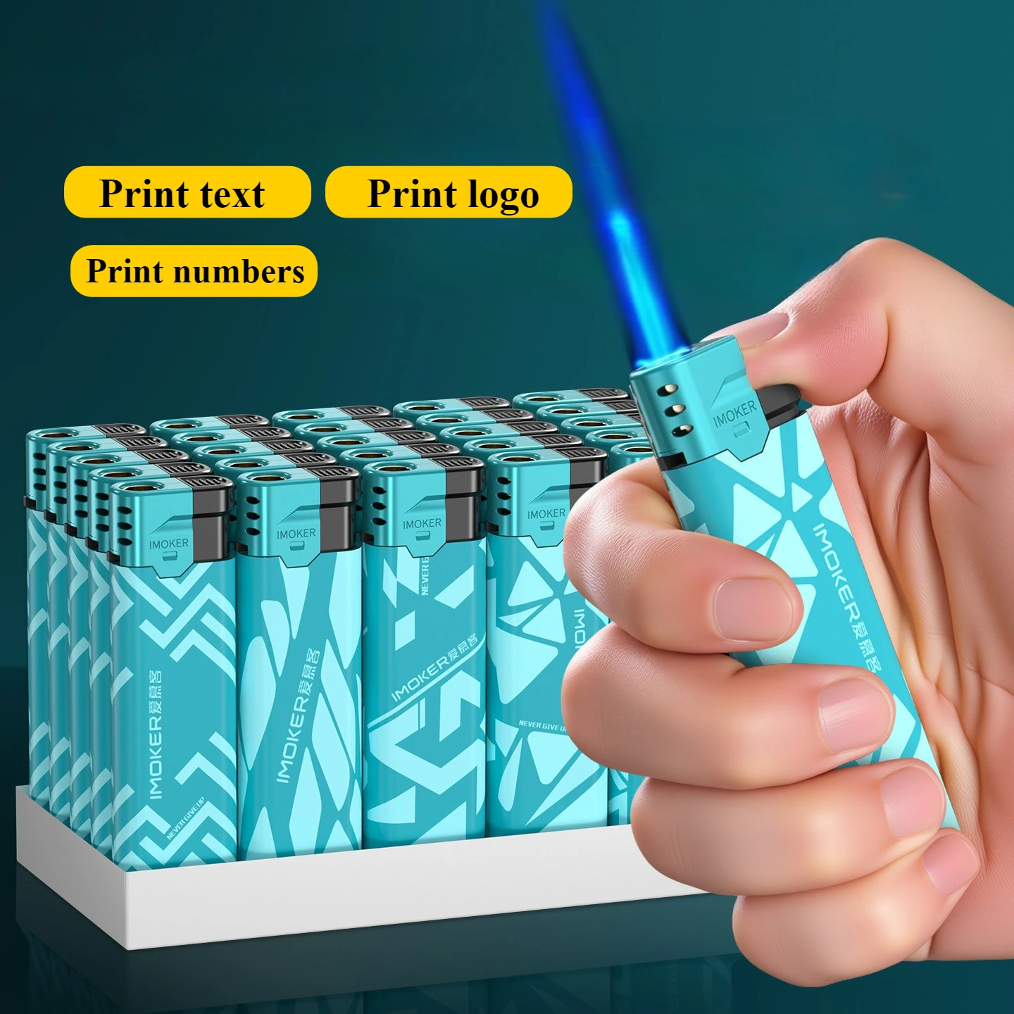 50PC Windproof Butane Customizable Cigarette Lighter Wholesale for Restaurants&Convenience Stores, Refillable Smoking Accessory