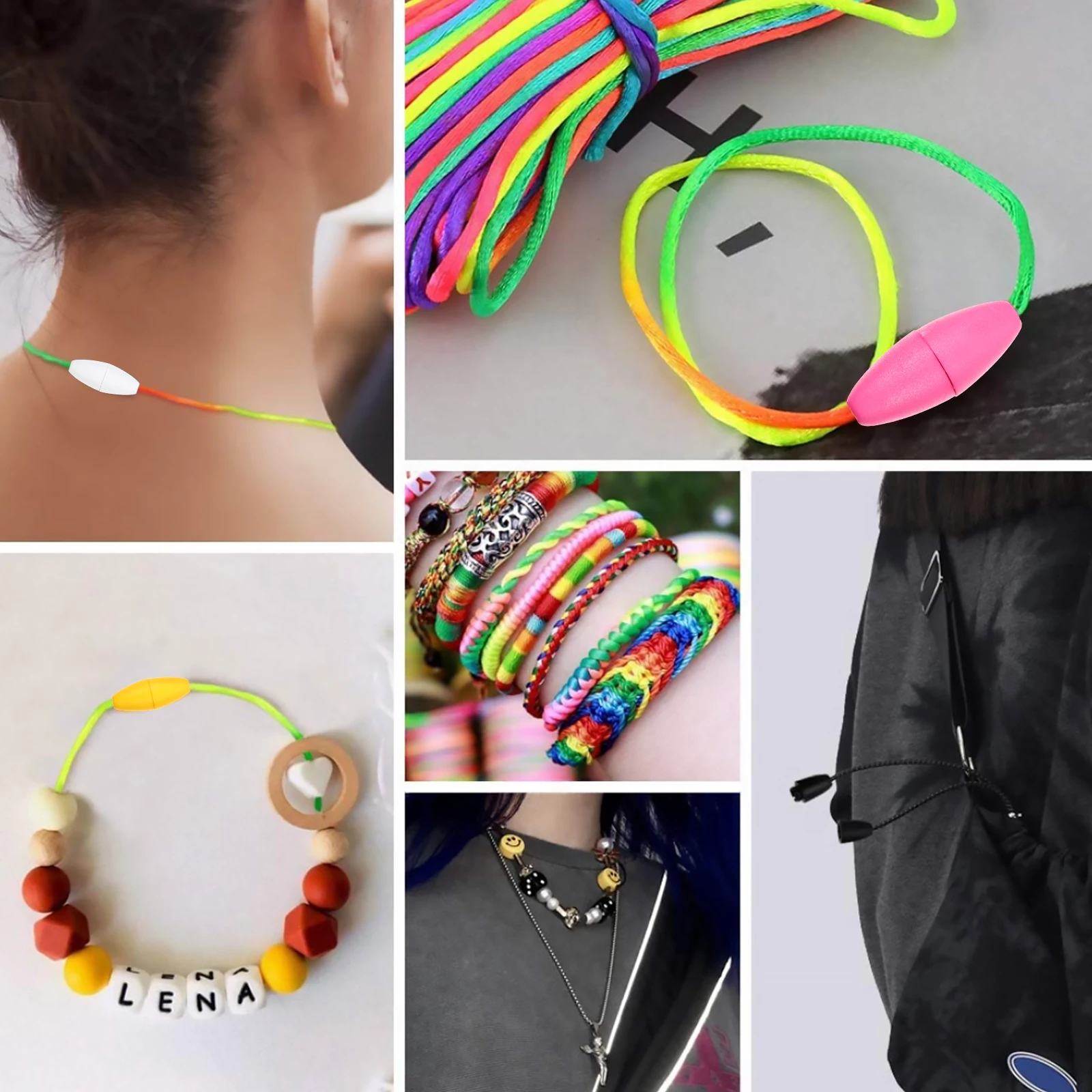 

50pcs Plastic Buckle Connectors Breakaway Clasp Safety Bracelet Fastener Lanyard Key Chain Clasps Barrel Connectors Beads