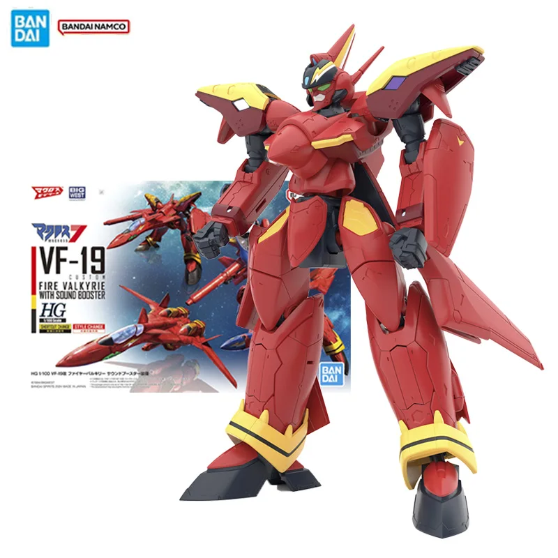 bandai-genuino-macross-piu-kit-modello-hg-1-100-vf-19-personalizzato-fuoco-valkyrie-con-sound-booster-collezione-action-figure-giocattoli-di-modello