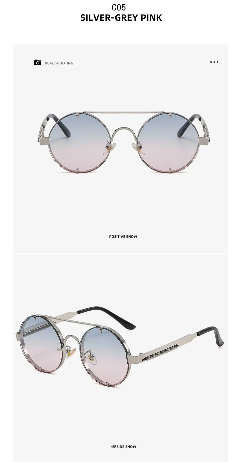 Runde Steampunk Sonnenbrille Für Männer Modische Punk Sonnenbrille Frauen Trendy Vintage Mode Gläser Retro Gafas De Sol Hombre – Detail 13