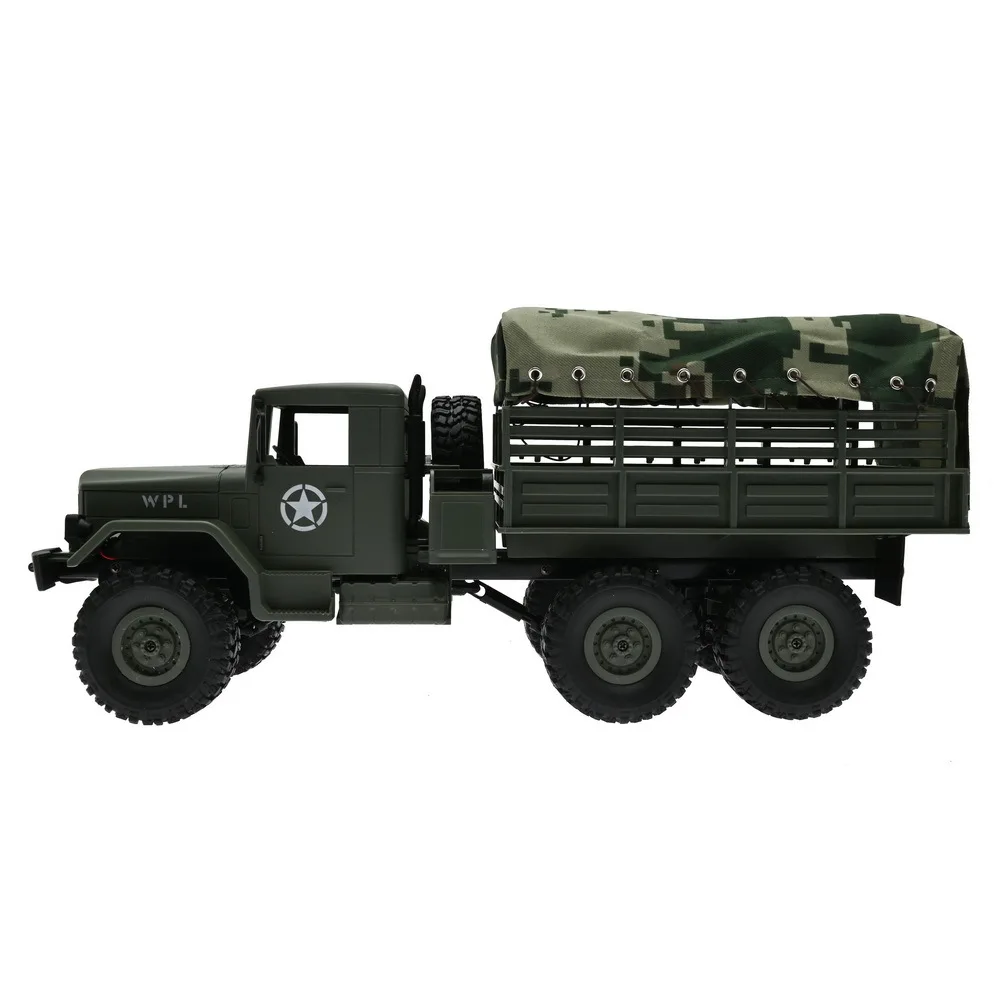 Wpl B-16-1 Rc Truck 1:16 6w 2.4g Wspinaczka Pojazd terenowy Ciężarówka wojskowa ze światłem LED Pełnowymiarowy pilot zdalnego sterowania Prezenty