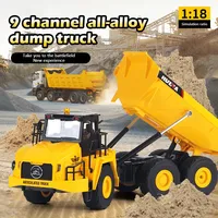 Huina RC Dumper Truck 1553 9 Channel Remote Control Alloy Dump Excavator Engineering Vehicle Model Kid Toy Children Xmas Gift