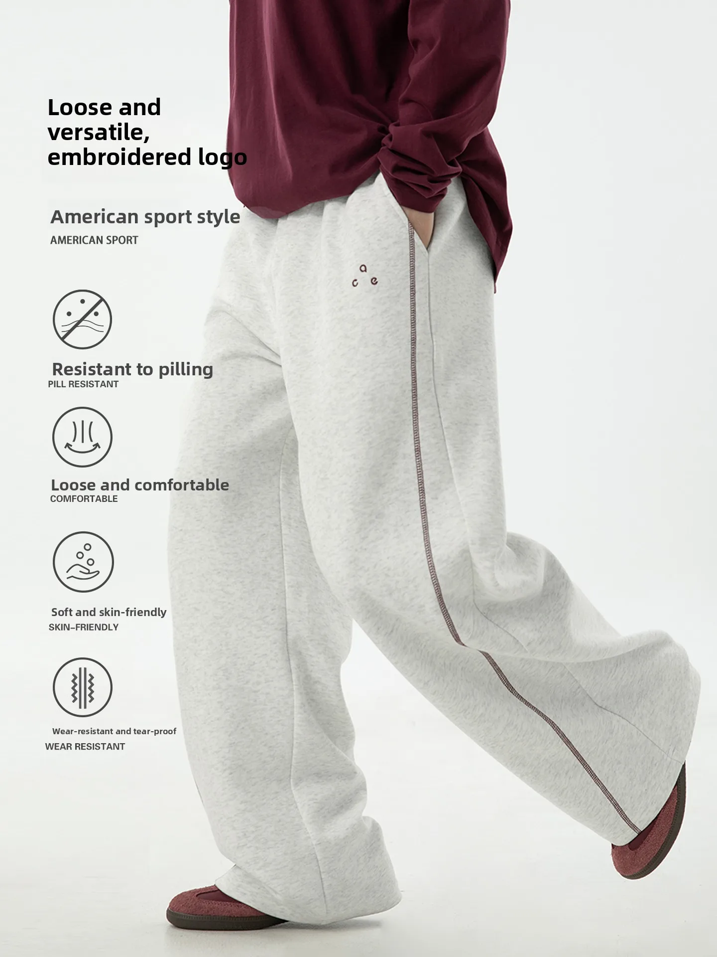 American Style Heavyweight Color Block Sport Pants Loose Fit Straight Leg Casual Trousers for Men And Women Cool Handsome