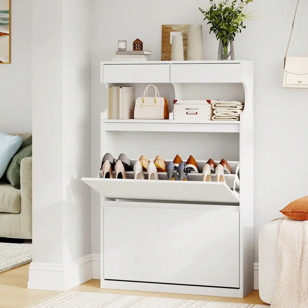 

Shoe Cabinet, Narrow Shoe Organizer Cabinet, Adjustable, 4 Compartments,1216 Pairs, Large Capacity For Entry, Hallway, Cloakroo