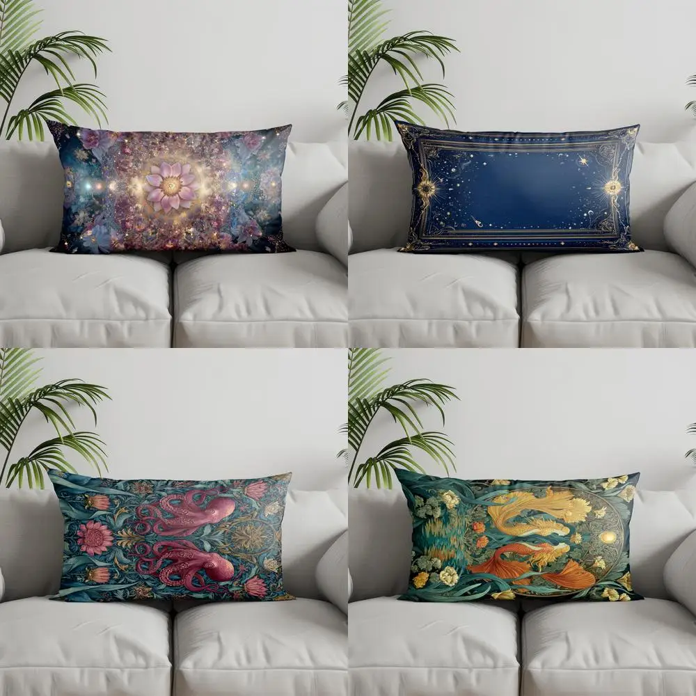 Home Decor Magical Floral Pattern Pillowcase Suitable For Sofa Bedroom Car Pillow Cover Cushion Rectangular Back Cushion