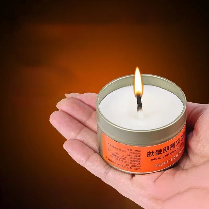 80g Emergency Candle Disaster Prevention Outage Lighting Outdoor Smoke-Free Candles Iron Cans Plant Candles