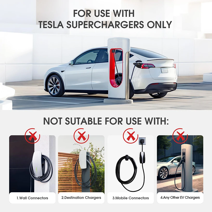 NACS To CCS1 EV DC Fast Charging Adapter 500A For Tesla Supercharger V1 V2 V3 V4 Fit Ford Rivian GM Polestar Volvo Electric Cars