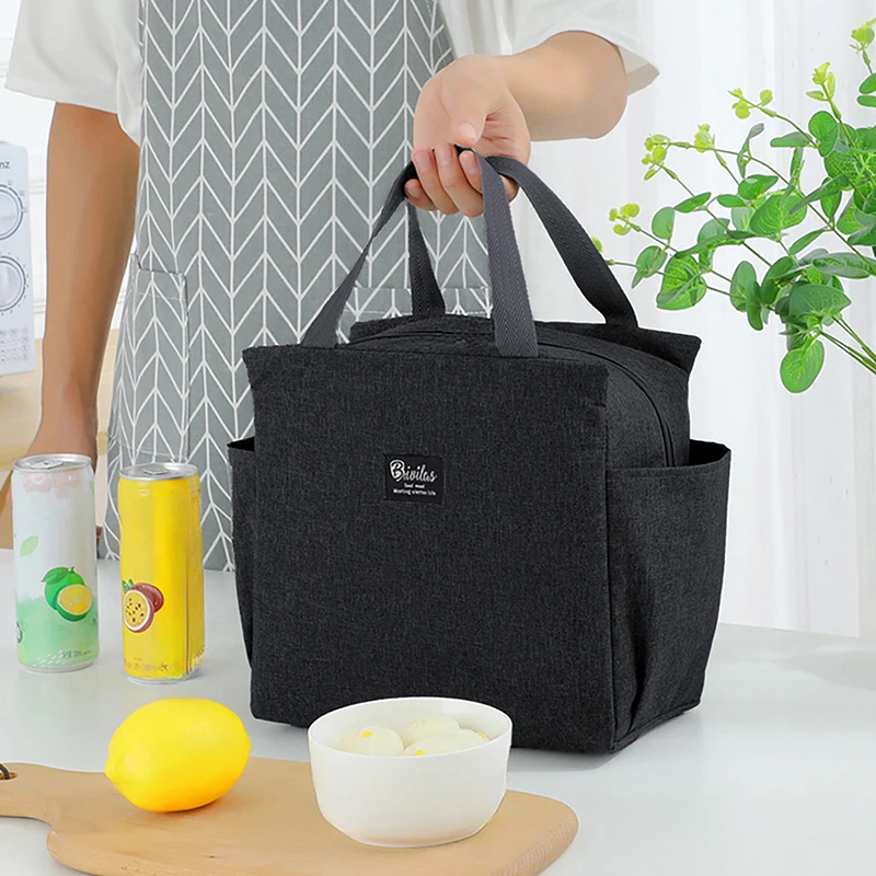 A ~ N bolsa de almuerzo de nailon con letras impresas, bolsa de aislamiento impermeable con cremallera, bolsa de hielo adecuada para hombres y mujeres, Picnic de trabajo, Viajes