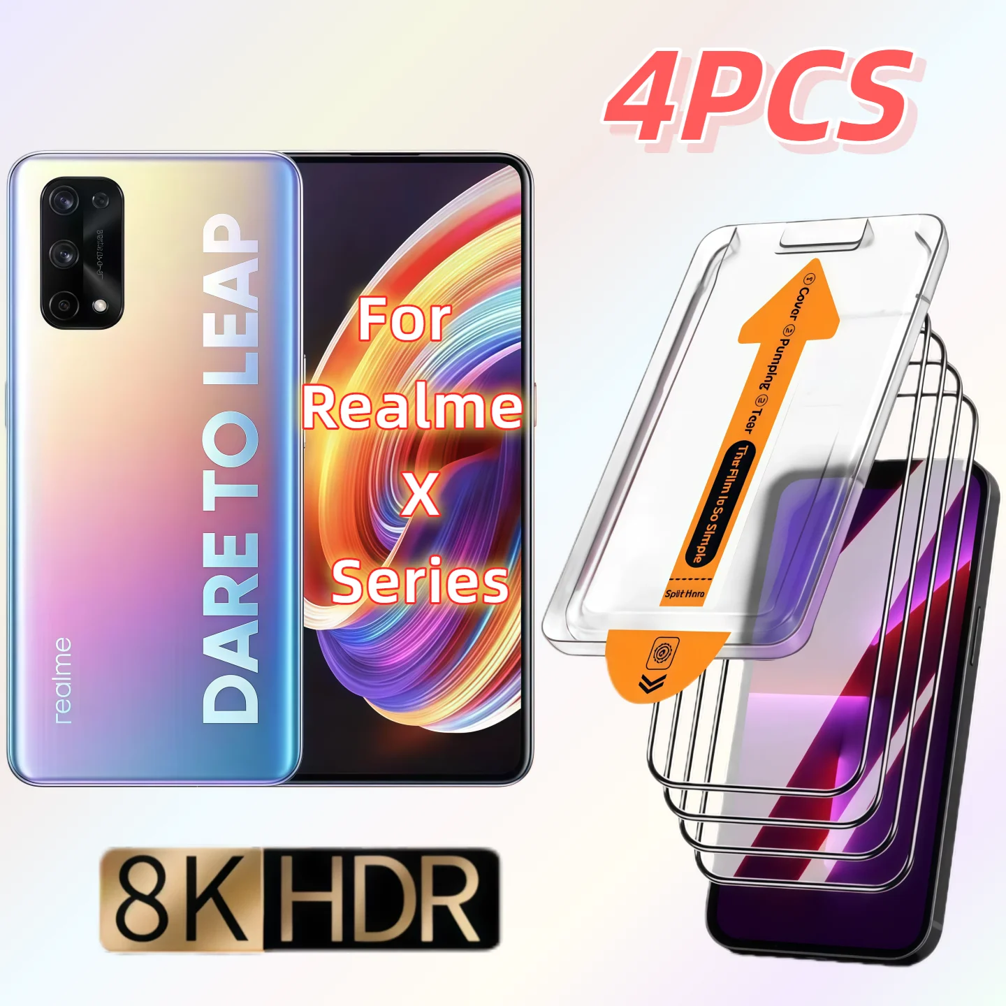 

4-Pack HD Tempered Glass Screen Protector for Realme X/X7/X7 Pro, 9H Hardness, Dust-Free and Bubble-Free
