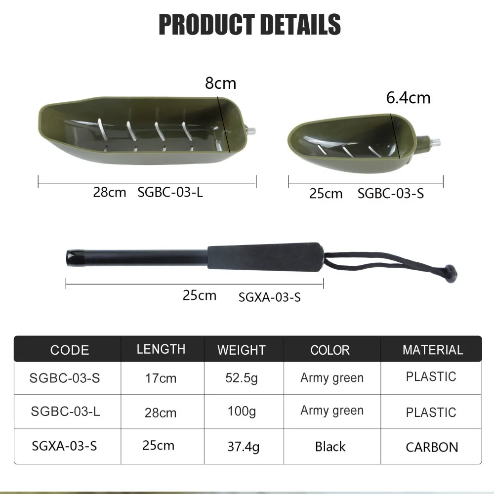 Selco Carp Fishing Bait Spoon Deepened Plastic Scoop With Drain Holes Boilies Throwing Shovel Durable Groundbait Tackle Tool