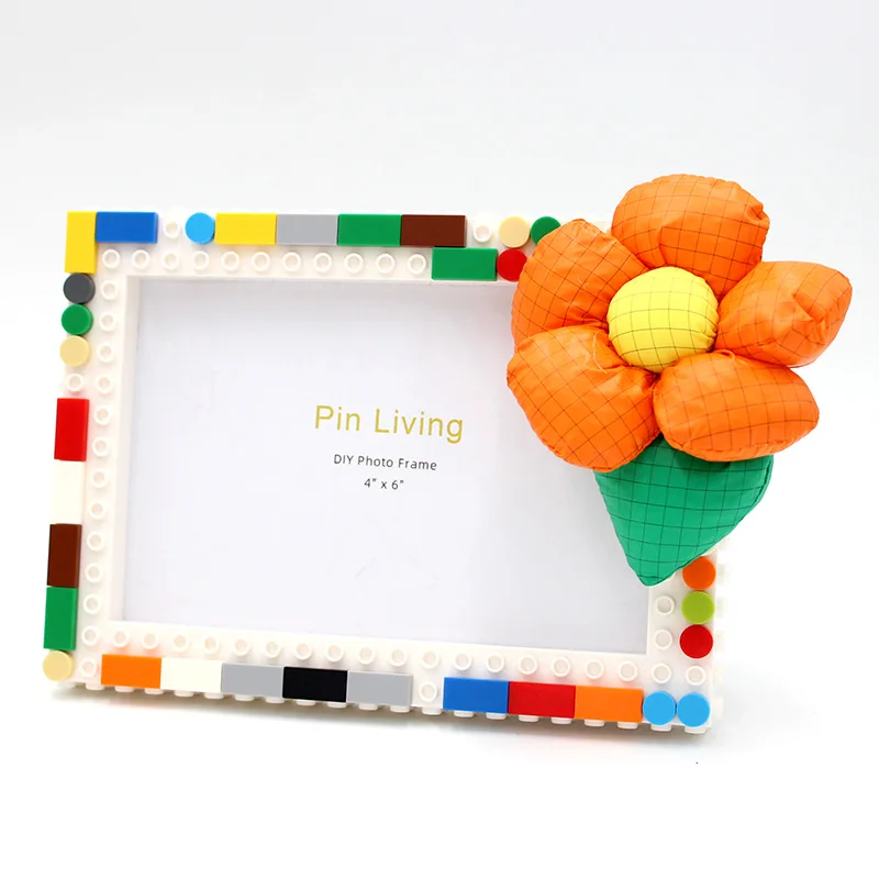 

Diy Horizontal Picture Frame 6 "7" Flowers Handmade Creative Building Blocks Picture Frame Home Accessories Family Handmade Gift