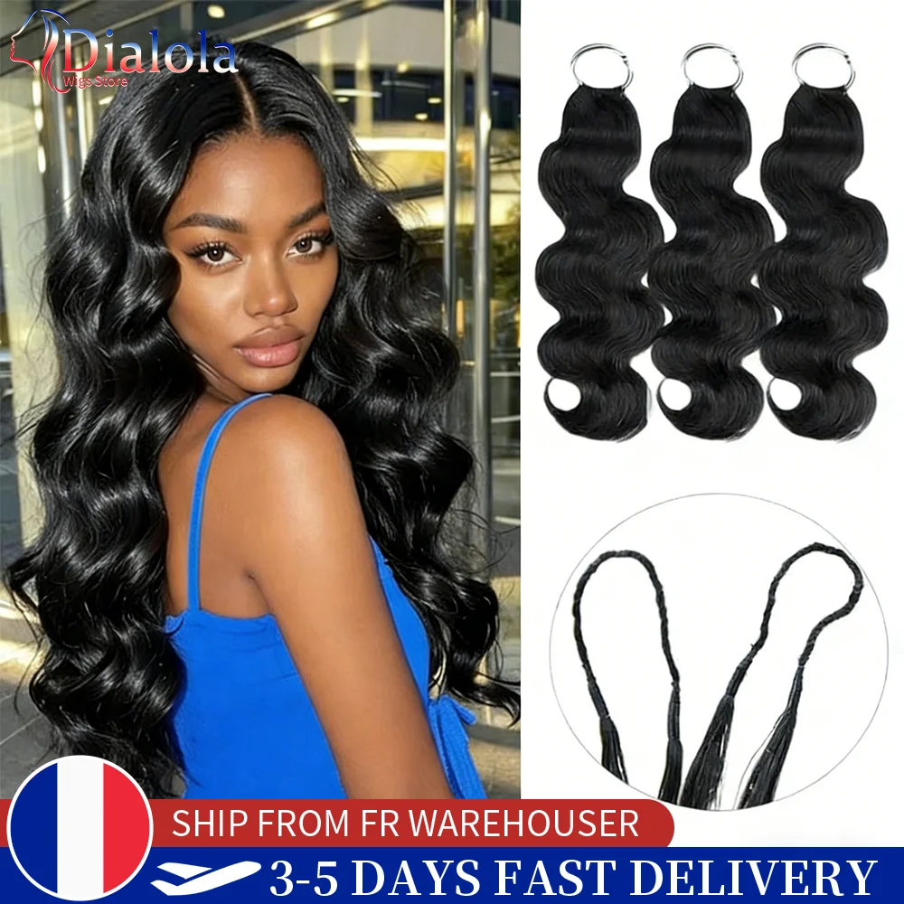 Dialola Wigs Extensions de cheveux humains pré-séparées Body Wave au crochet, sans nœuds, avec fil invisible, réutilisables, style plume