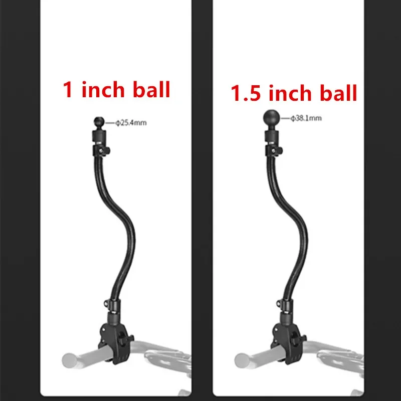 Braçadeira Universal Gooseneck para Braço Soquete Duplo, Clipe de Montagem Preguiçoso, Mãos Flexíveis, Braço Longo, Suporte com 1 Polegada Ball