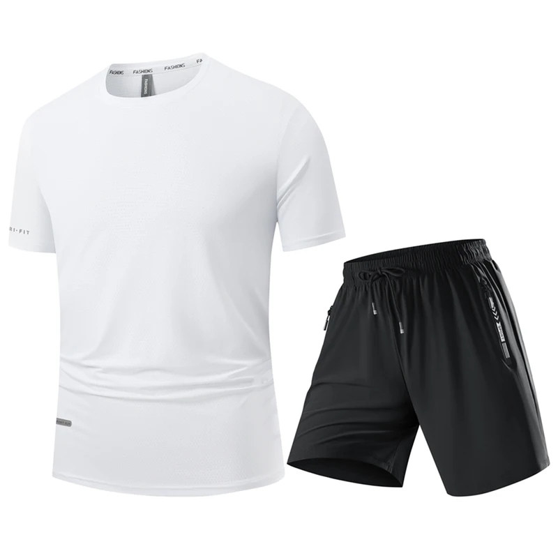 

Big Plus 8XL Men's Quick Dry Short Sleeve Gym Running Round Neck T-Shirt Training Exercise Gym Sport Shirt T-shirts Sets