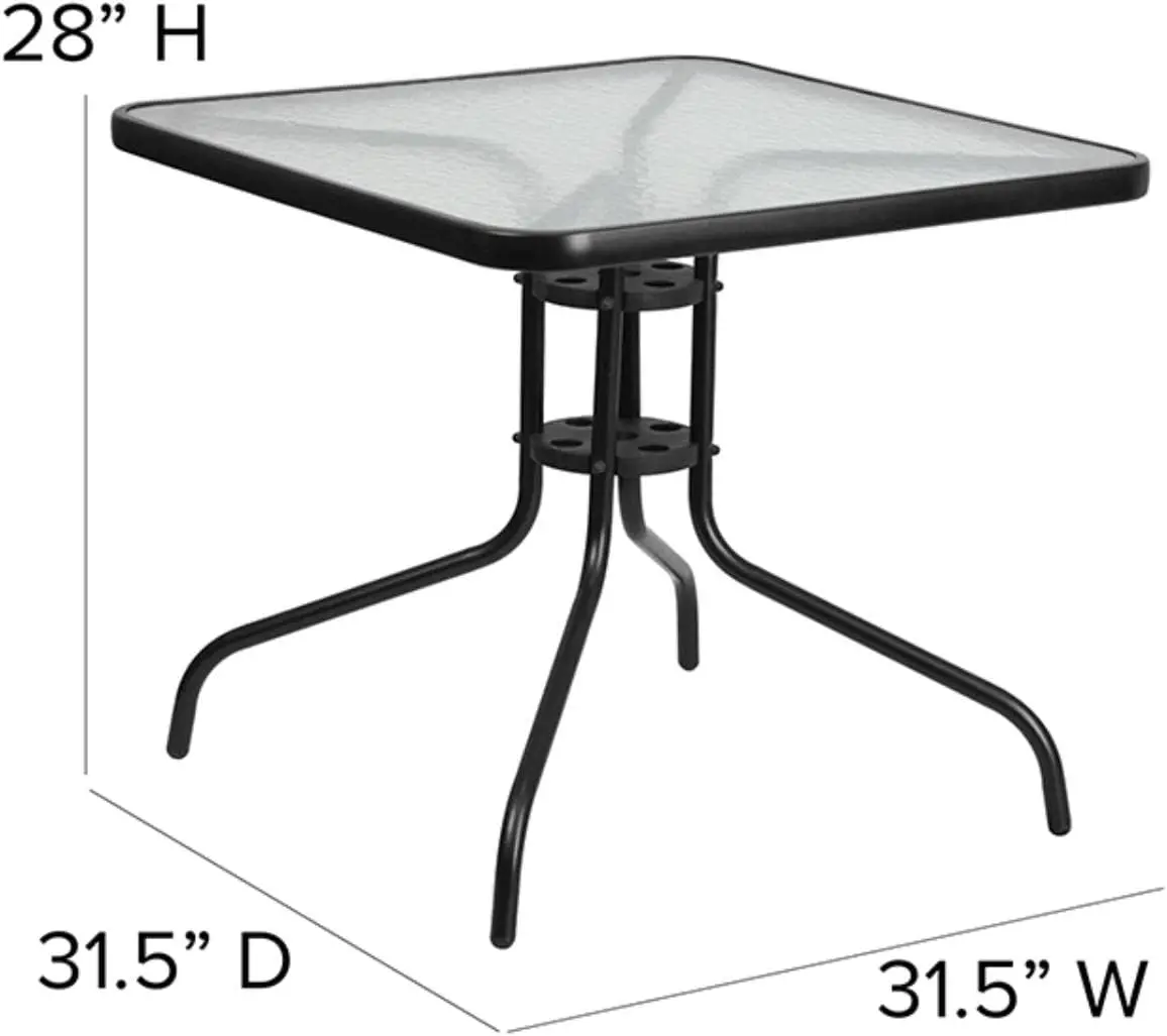 Barker 31.5'' Square Tempered Glass Metal Table