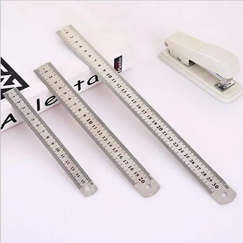 15cm/20cm/30cm Double Side Scale Stainless Steel Straight Ruler Measuring Tool for Students School Stationery Sewing Ruler