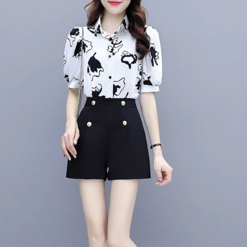 Two-piece Clothing Trend 2024 Casual Female Shorts Chic and Elegant Kit Korean Style Ensembles Light Women's Short Sets 2 Pieces