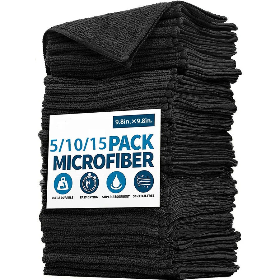 10 Stück Mikrofaser-Reinigungstuch, superweich, trocken, saugfähig, Autowaschtuch, Geschirrtuch, multifunktionales Reinigungstuch
