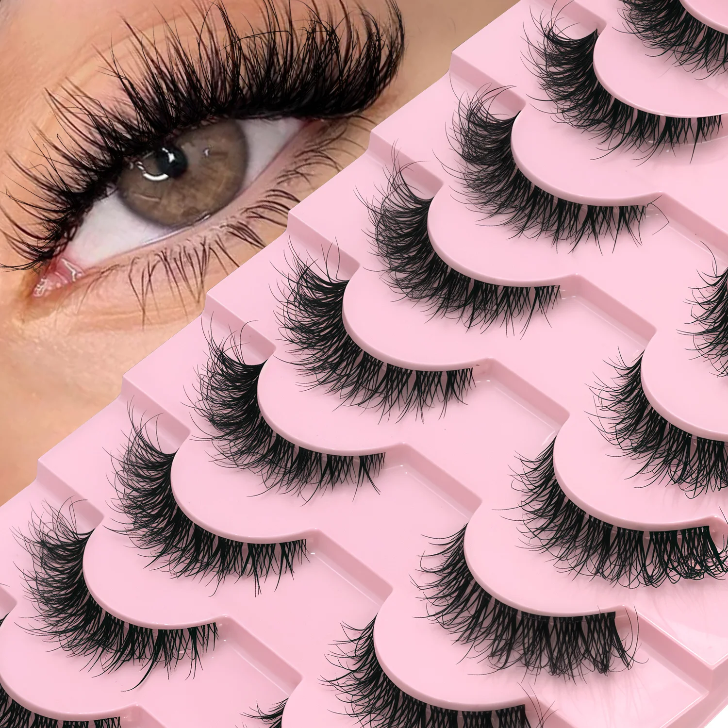 Veltrinay ナチュラルデリケートつけまつげ猫まつげ 3D ミンクつけまつげ透明ラッシュバンドナチュラルメイク効果つけまつげ