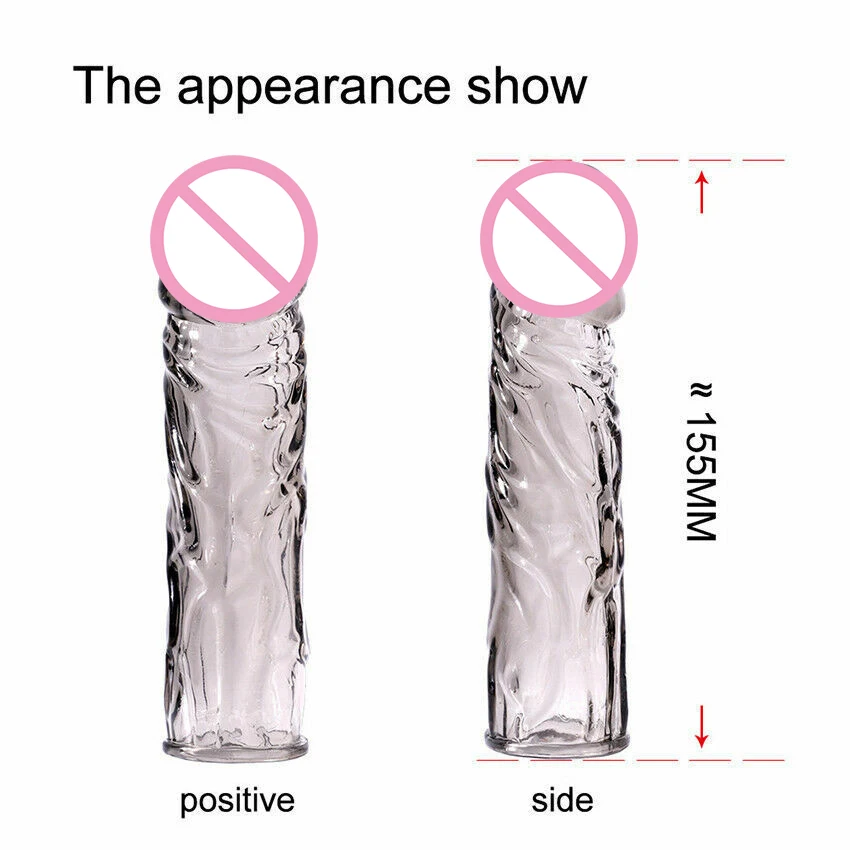 Crystal Penis Extender Transparent Condoms Enlarger Sleeve Reusable Condom Delay Ejaculation Intimate Goods for Couples Sex Toys