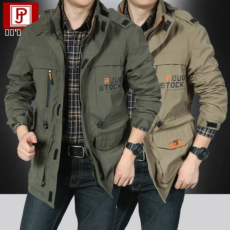 

Мужская демисезонная ветрозащитная куртка свободного кроя из полиэстера для города и активного отдыха