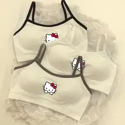 Sanrio Hello Kitty Underwear Girl Student Developmental Stage High School Student Detachable Girl No Steel Ring Camisoles Girl