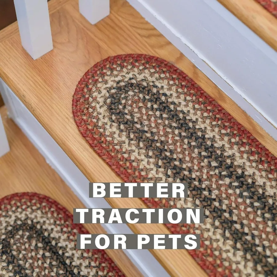 تشيستر الجوت مضفر الدرج خطوة معالج البلد لودج ديكور مجموعة من 13 الأحمر 8x28 البساط البيضاوي للسلالم سهلة التنظيف بإحكام Sti