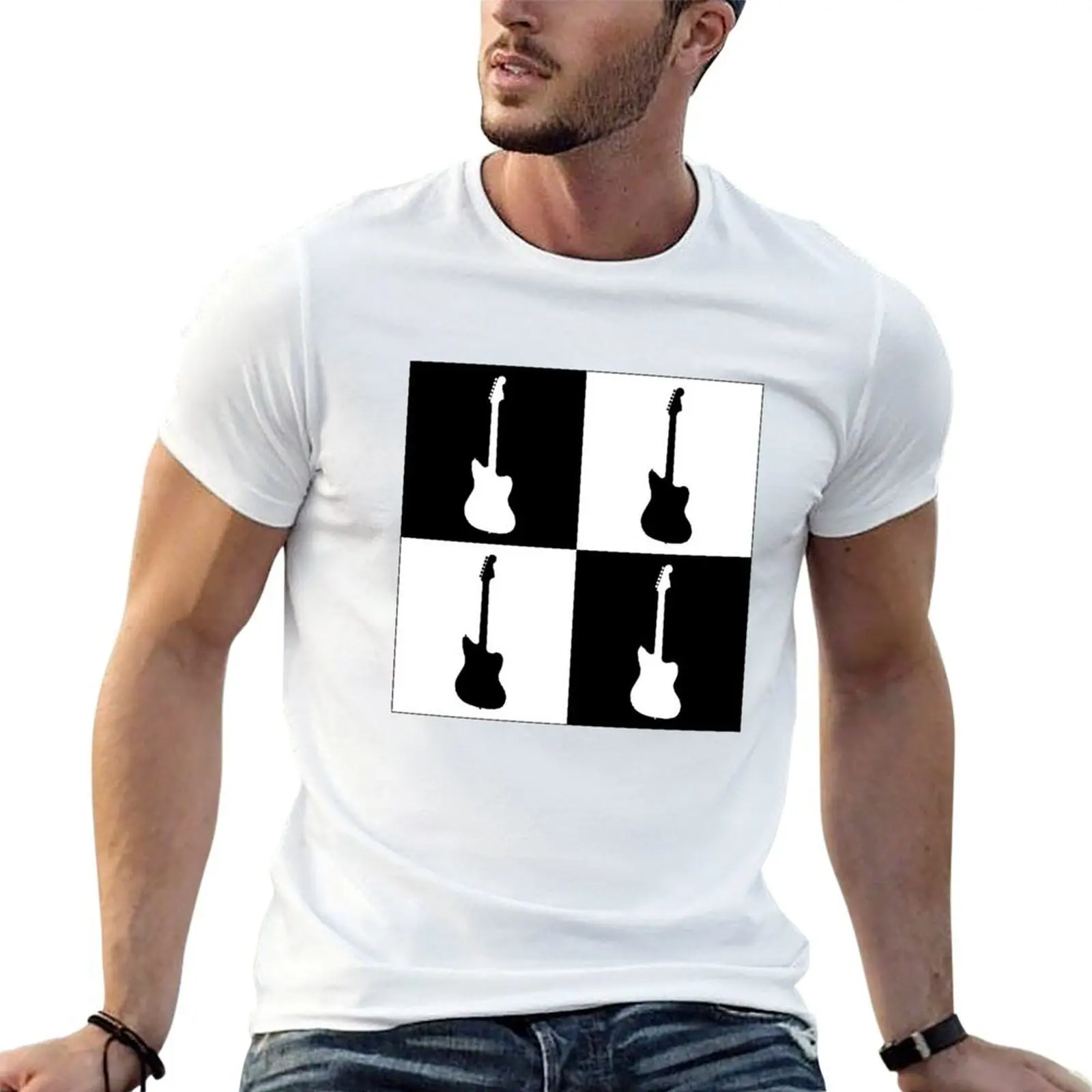

Jazzmaster Silhouette Pattern (Monochrome) T-Shirt man graphic t shirt g man t shirts for men printed t shirts for man T-shirt