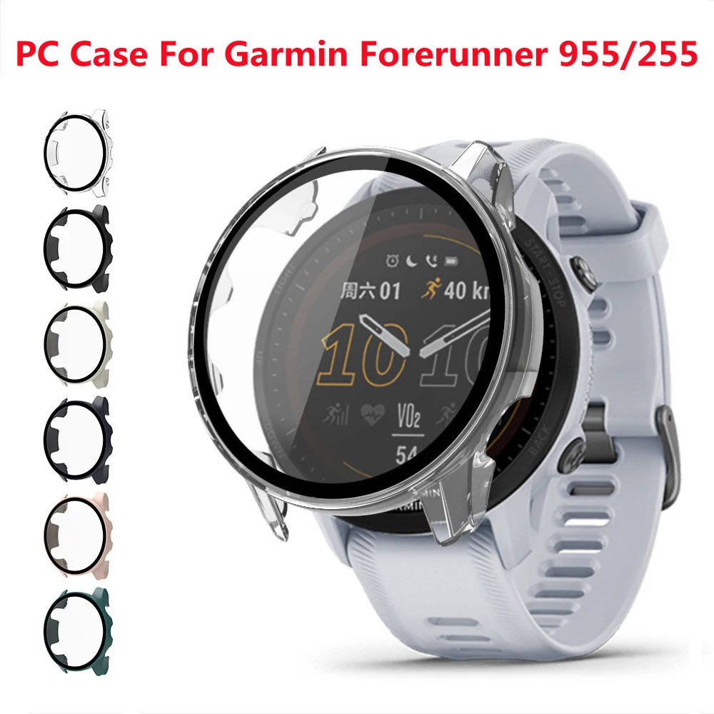 Hard Edge PC Case For Garmin Forerunner 955 255 Full Screen Protector Smart Watch Protective Cover For Forerunner 965 265 Glass