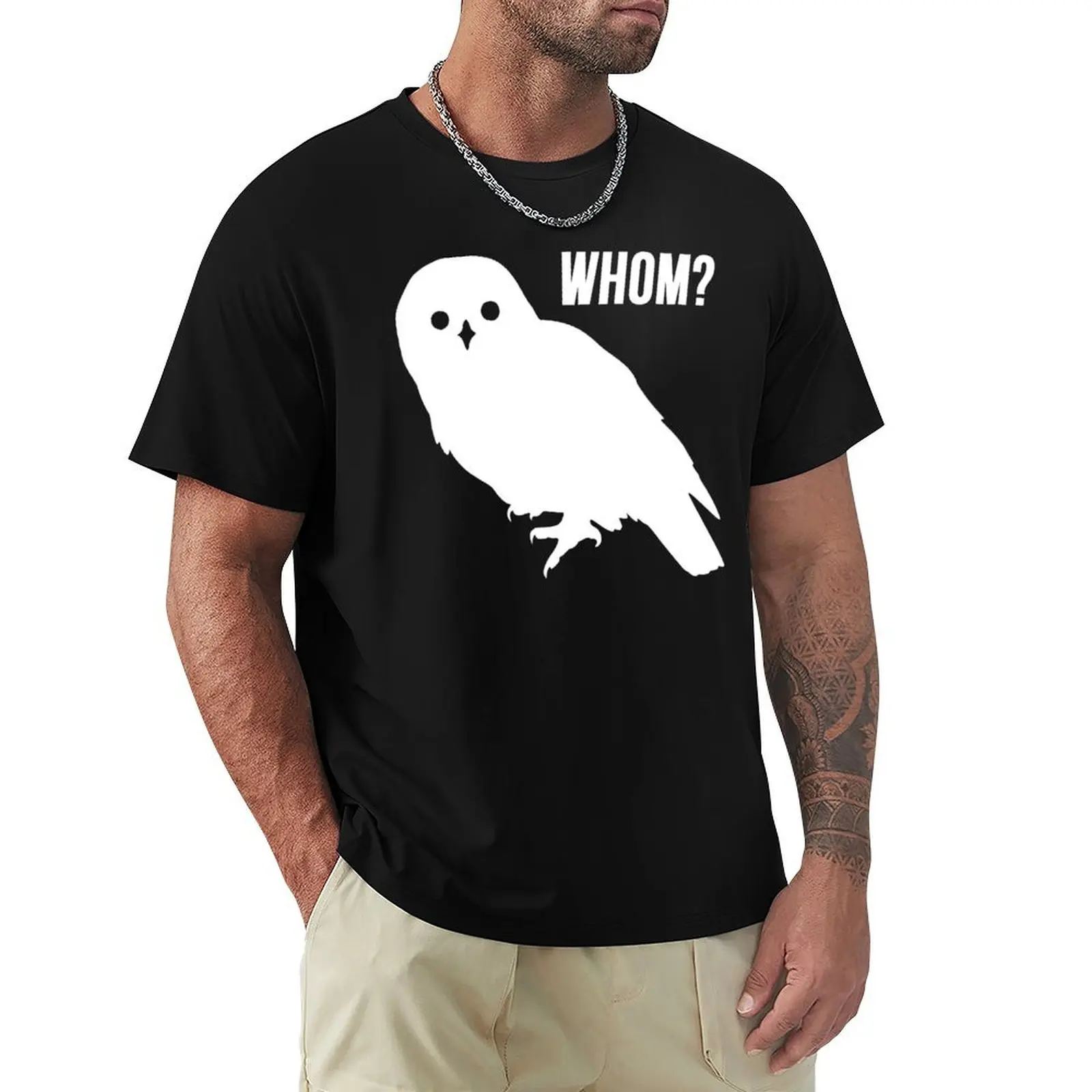 Whom? Grammar Police T-Shirt Soft Basic Cotton Short Sleeve Tee