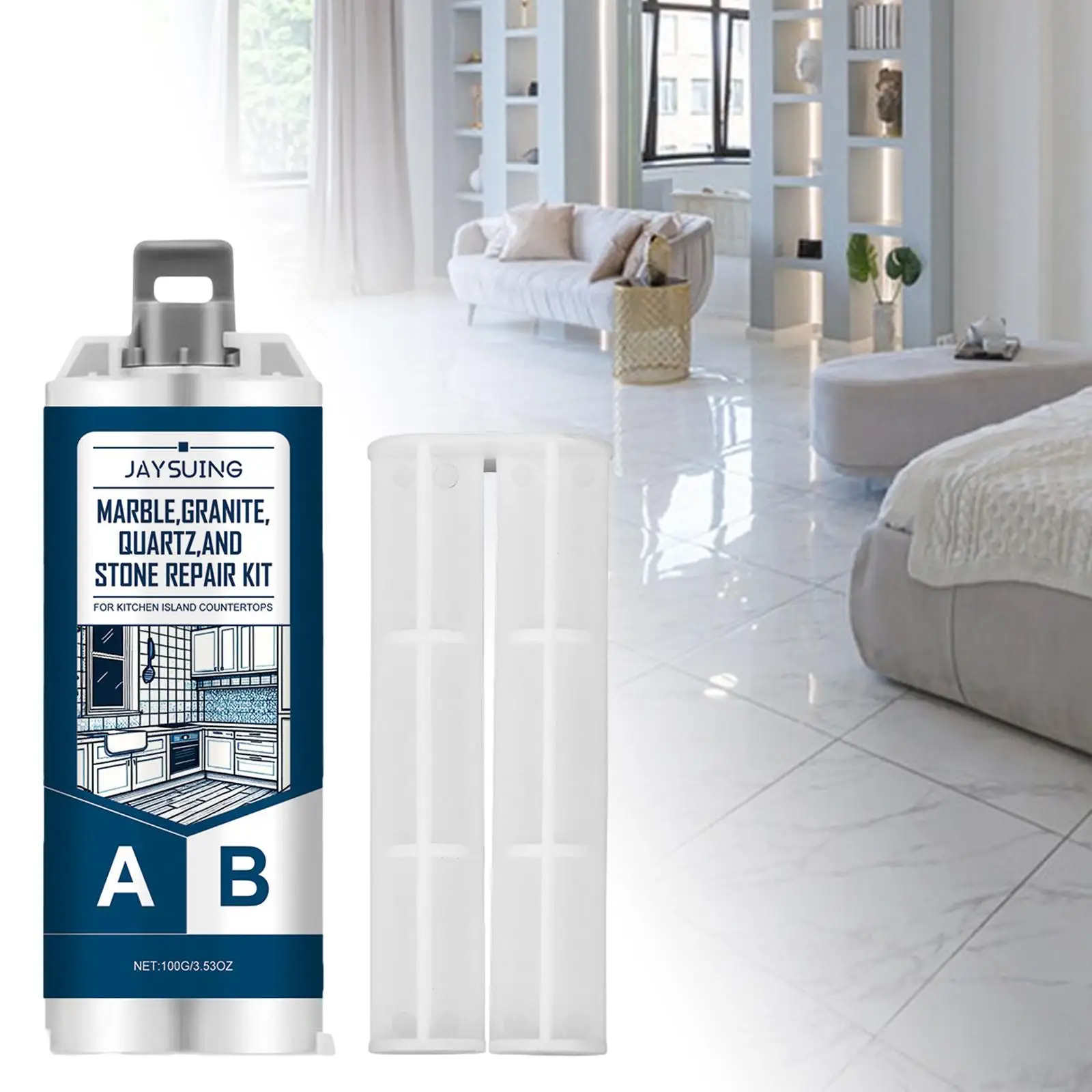 Agente Riparatore per Piastrelle 5x, Colla AB, Pasta Riparatrice per Pavimenti in Marmo e Ceramica per Bagno