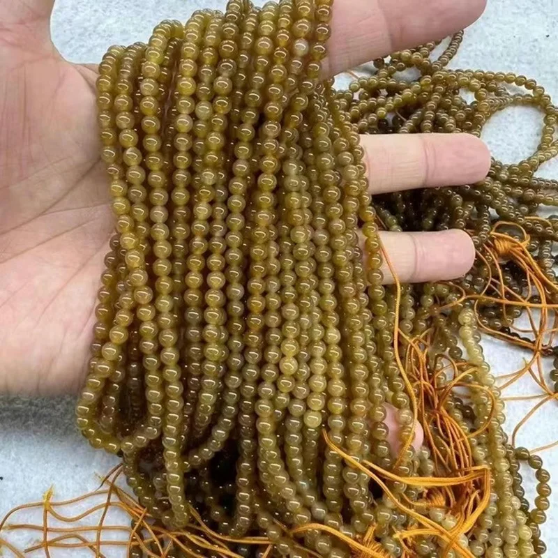 Natural Hetian Jade Sugar 4Mm Buddha Beads 108 Multi-Loop Small Bead Necklace