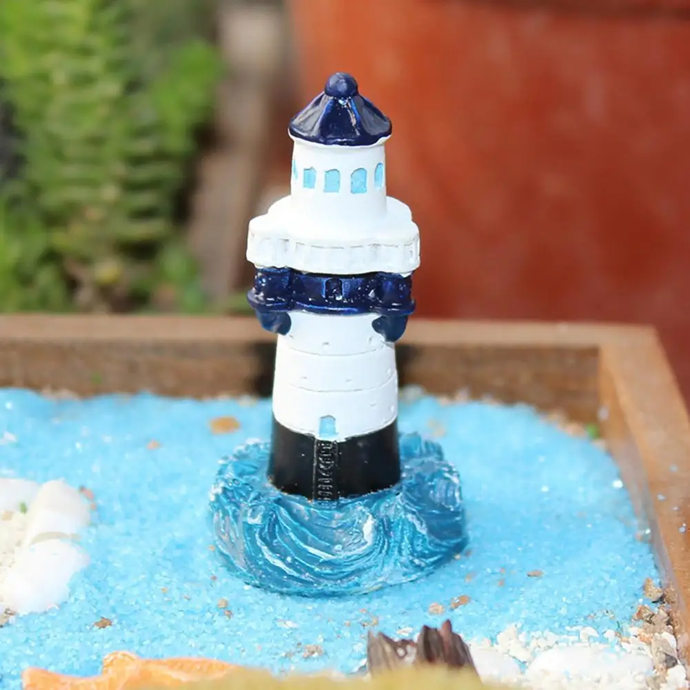 DIY Lighthouse Miniature Resin Micro Landscape Lighthouse Figurine Garden Decor Mini Craft Ornament DIY Accessories