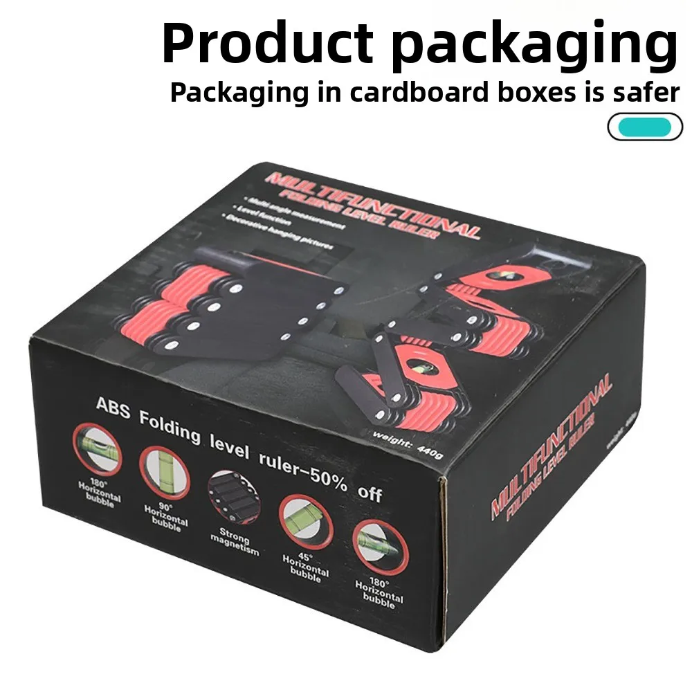 High-Precision Magnetic Folding Level Ruler Multi-Angle Measuring Tool for Home Renovation & Woodworking Corner Layout