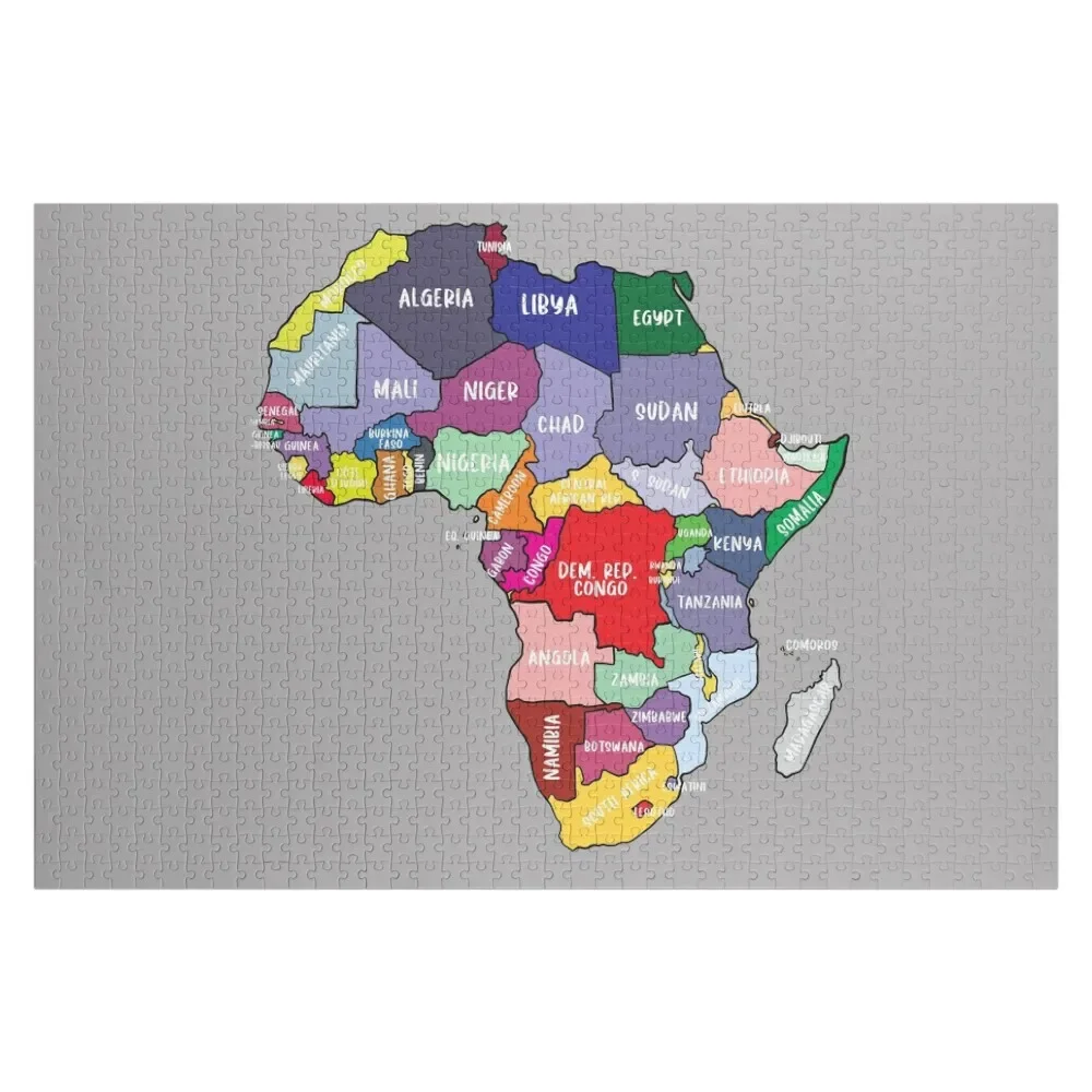 Colorful map of Africa with country names, colored African Continent Jigsaw Puzzle With Personalized Photo Baby Wooden Puzzle