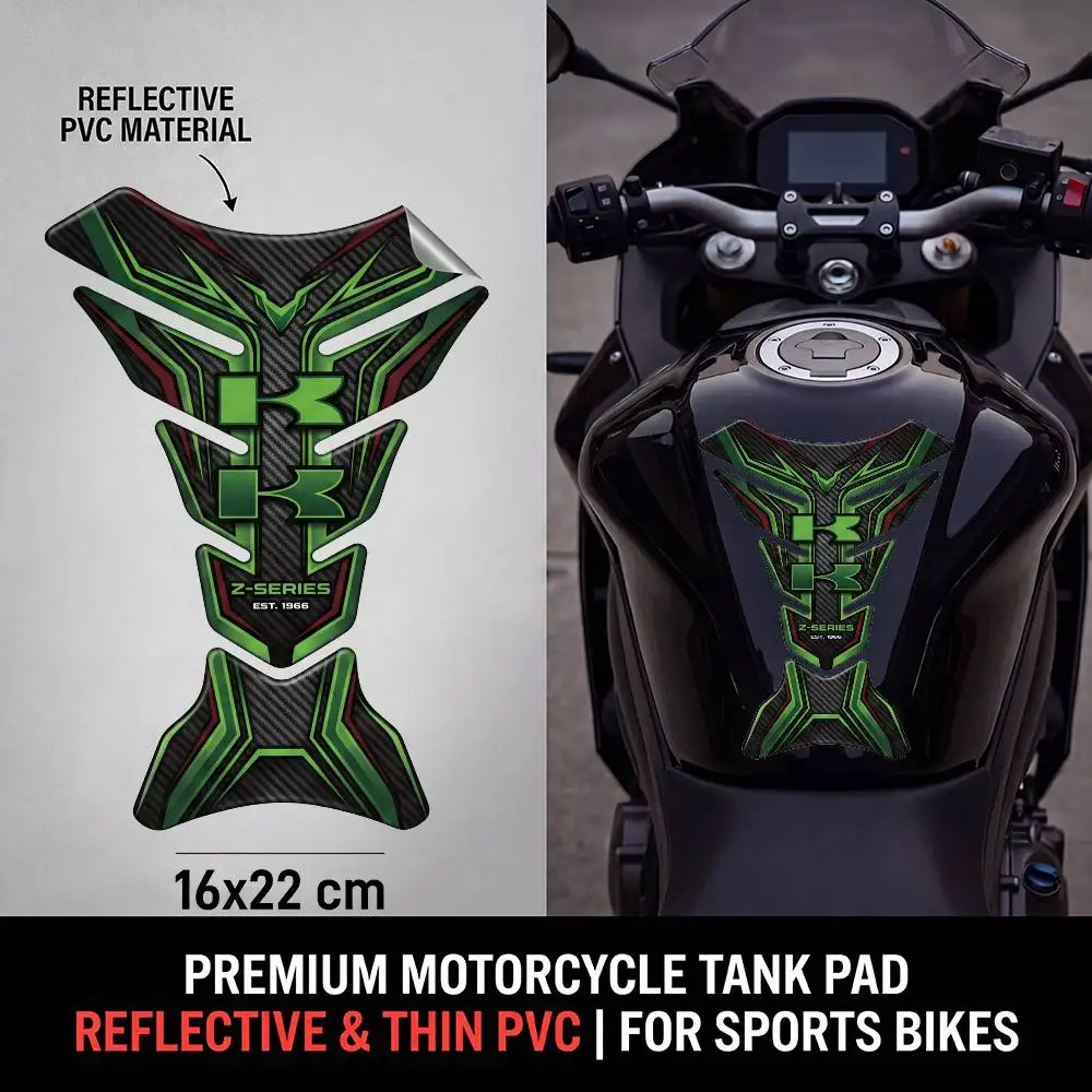 

FOR KAWASAKI Motorcycle PVC Tank Pad Tank Cap Protector Racing Sticker Universal
