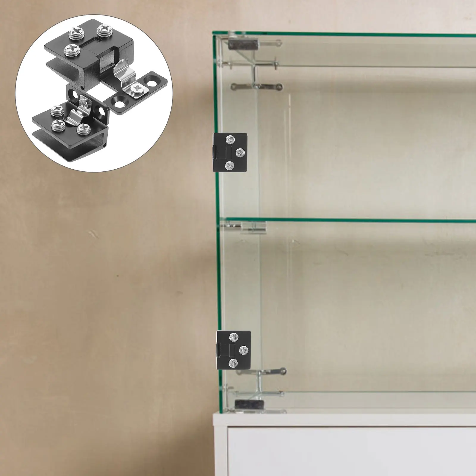 

2Pcs Zinc Alloy Glass Door Hinges Corrosion Resistant Sturdy Replacement for Cabinet Display Wine Cupboard Cupboard Hinges