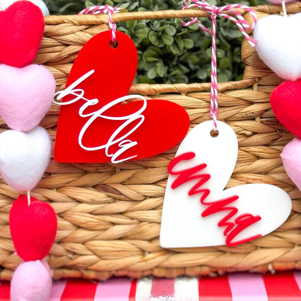 1/5 قطعة اسم شخصي سلة هدايا عيد الحب علامة هدية عيد الحب علامات القلب سلة اسم القلب علامات فقط العلامات