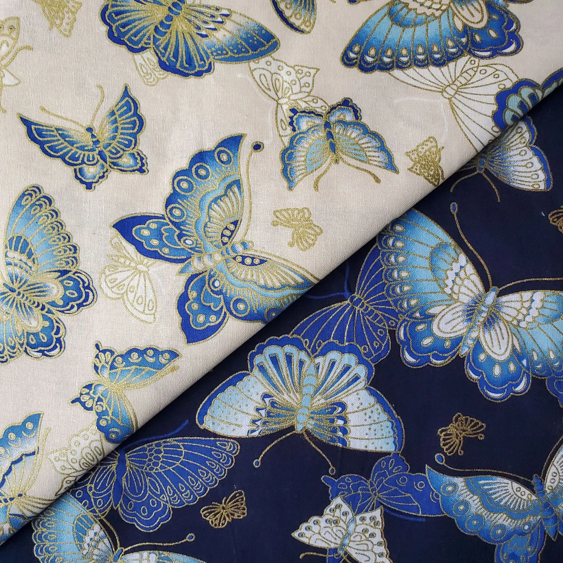 

2025 Butterfly printed fabric cotton hot stamping clothing costume home textile DIY craft decorative fabric