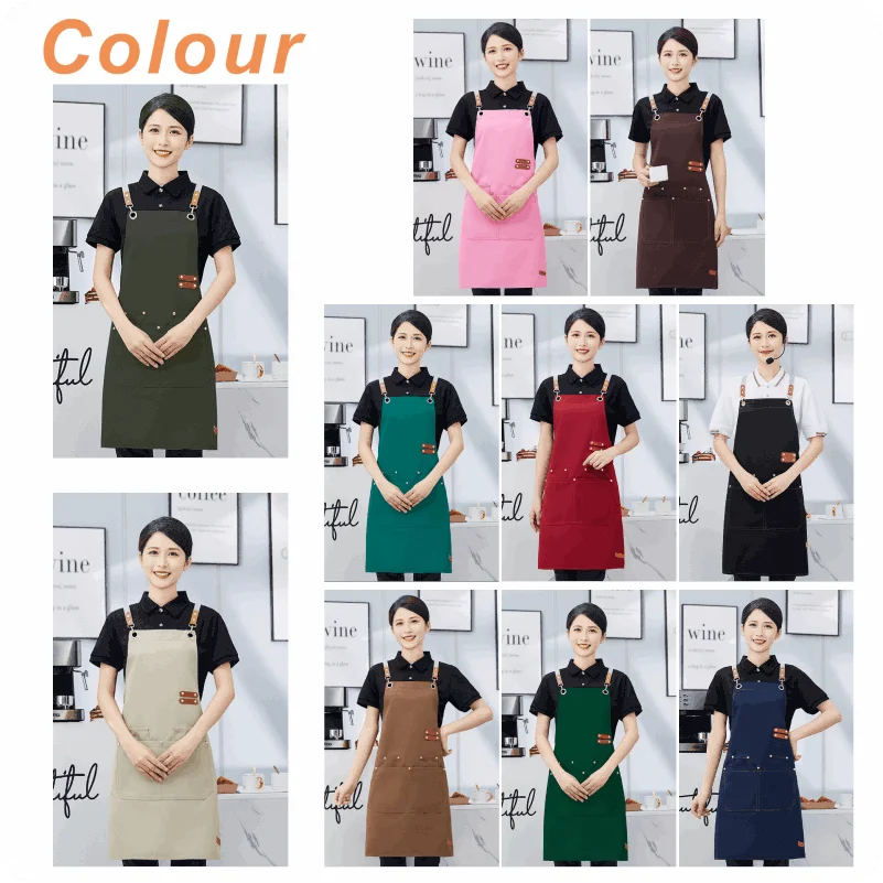 Professional Kitchen Apron Waterproof/Stain Resistant Multifunctional High Quality Canvas Catering Waiter Apron Add Custom Logo