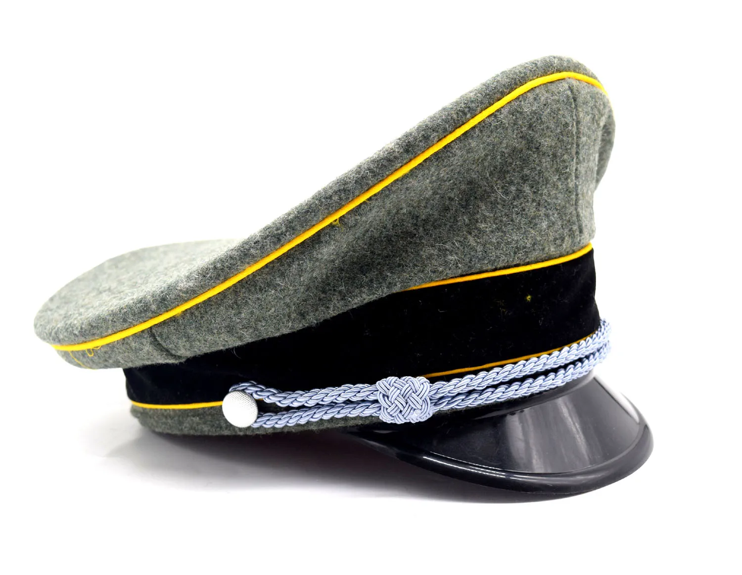 Reenactment  German Elite Officer\'s Woolen Visor Hat W Yellow Piping