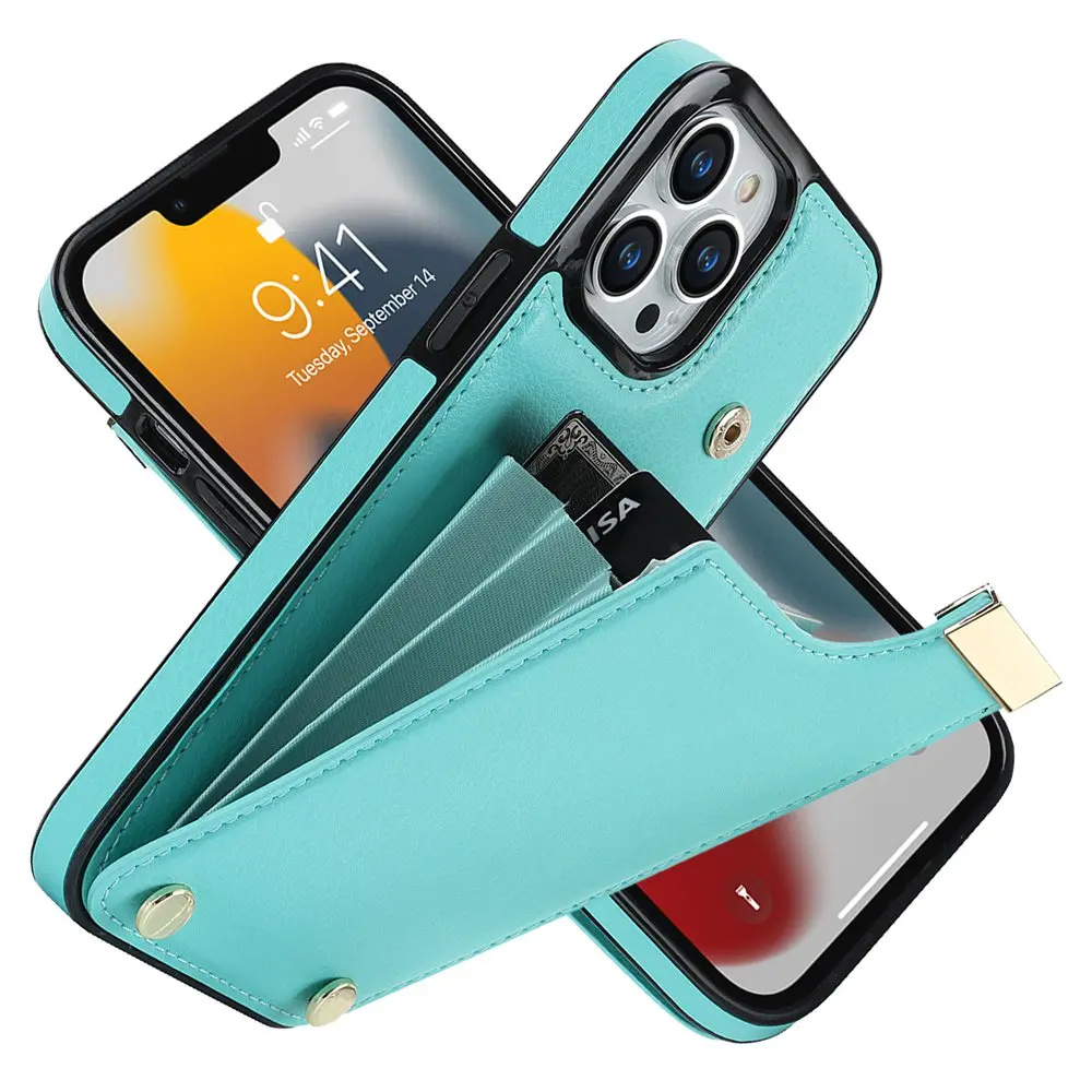 Leather Purse Case for iPhone 15 Pro Max Case Layered Cards Holder Slot Wallet Case for iPhone 14 16 Plus 13 12 11 Pro Max Cover