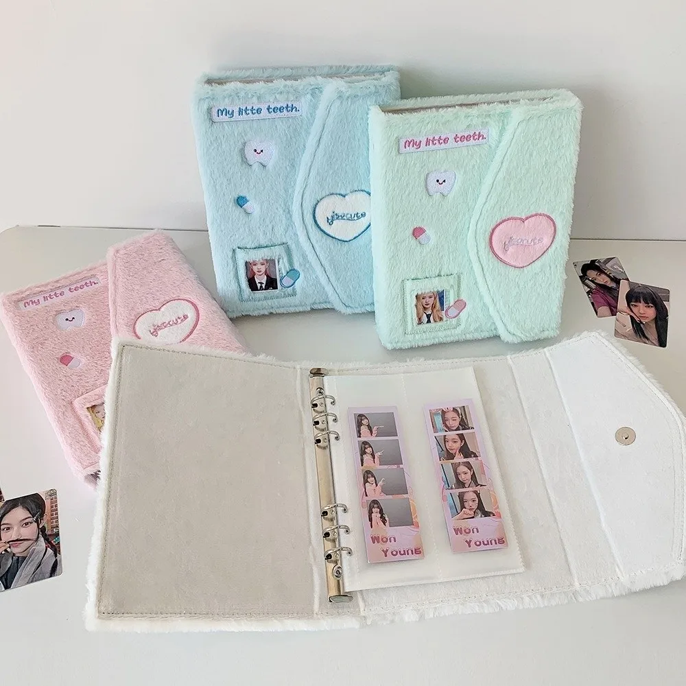 Fashion Cartoon Plush Photocard Holder A5 Binder Idol Photo Album School Notebook Stationery