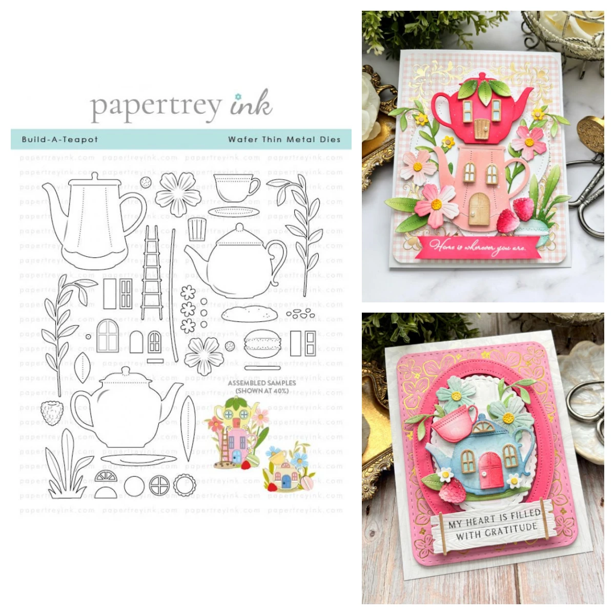 

Build-a-Teapot Happy Mother's Day Metal Cutting Dies Stamps Stencils DIY Scrapbook Diary Handmade Papertrey Ink March 2026 New