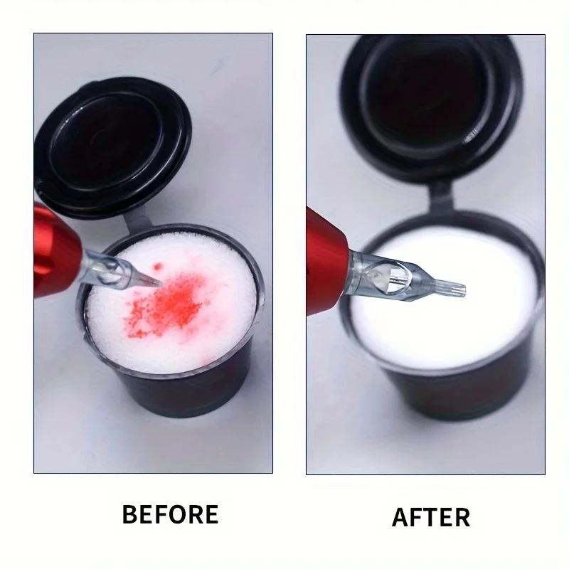 Goldplume 18 pçs/caixa copos de enxágue de esponja impregnada descartável para agulhas e pontas enxágue e limpeza, impregnação de esponja profissional, suprimentos de limpeza de tatuagem