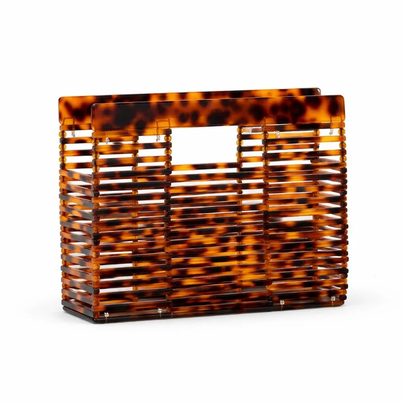

New Fashionable Amber Acrylic Evening Clutch Bag Hollow Out Design Women Cocktail Party Prom Purse Vacation Beach Bag Feminina