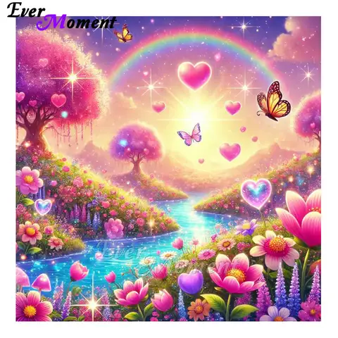 Evermoment Fairy Dust AB Diamond Painting Scenery Full Square Round DIY 5d Diamond Embroidery Landscape Picture Wall Art ASF2959